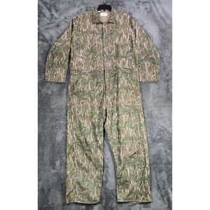 Vintage Mossy Oak Original Greenleaf Camo Coveralls XL 90's Made In USA Hunting